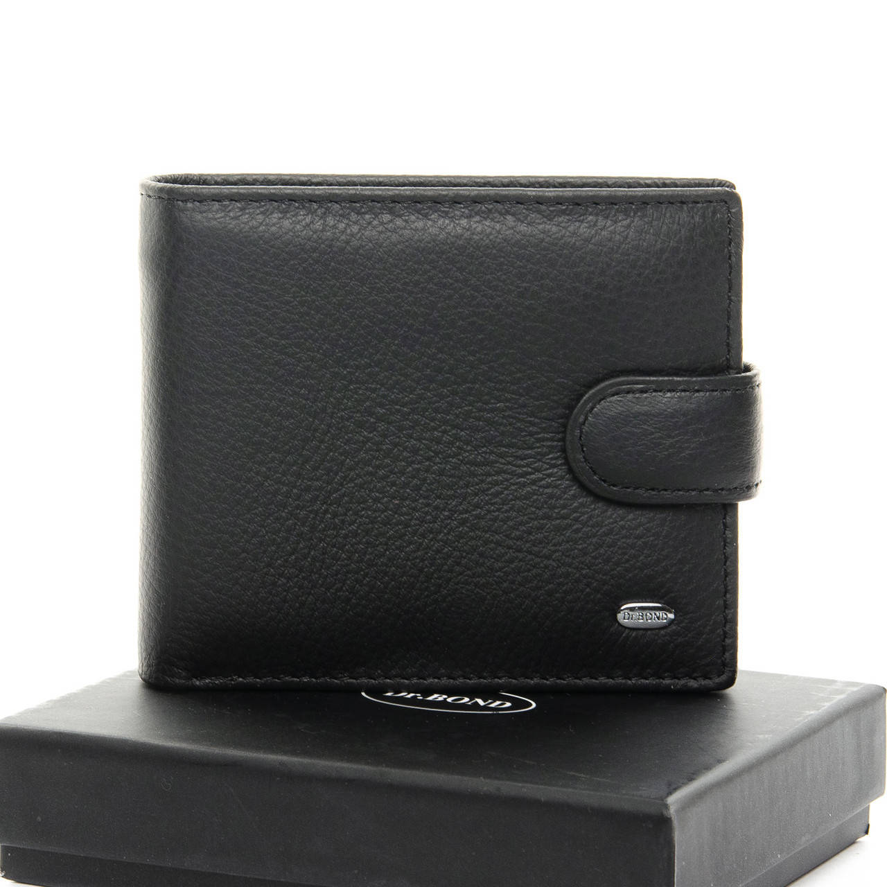 

Мужской удобный кожаный кошелек Classic DR. BOND (11.5*9.5*3 см) M13-1 black, Черный