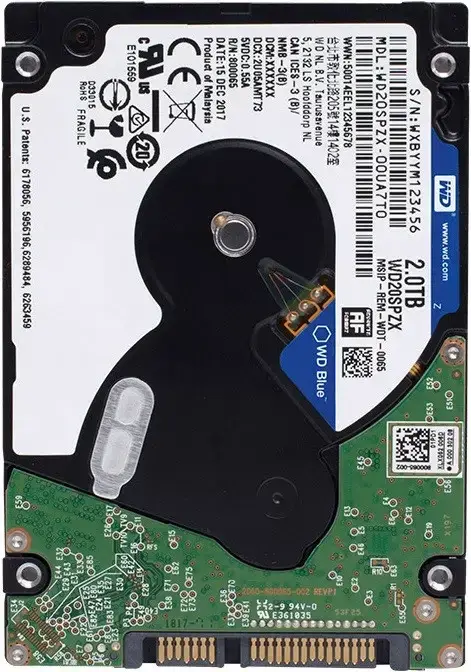 

Жесткий диск 2.5" б/в 2TB Western Digital Blue 5400rpm 128MB SATAIII (WD20SPZX)