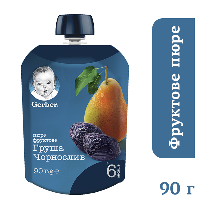 

Пюре фруктовое Груша-чернослив Gerber® (Гербер) с 6 месяцев ,пауч 90г