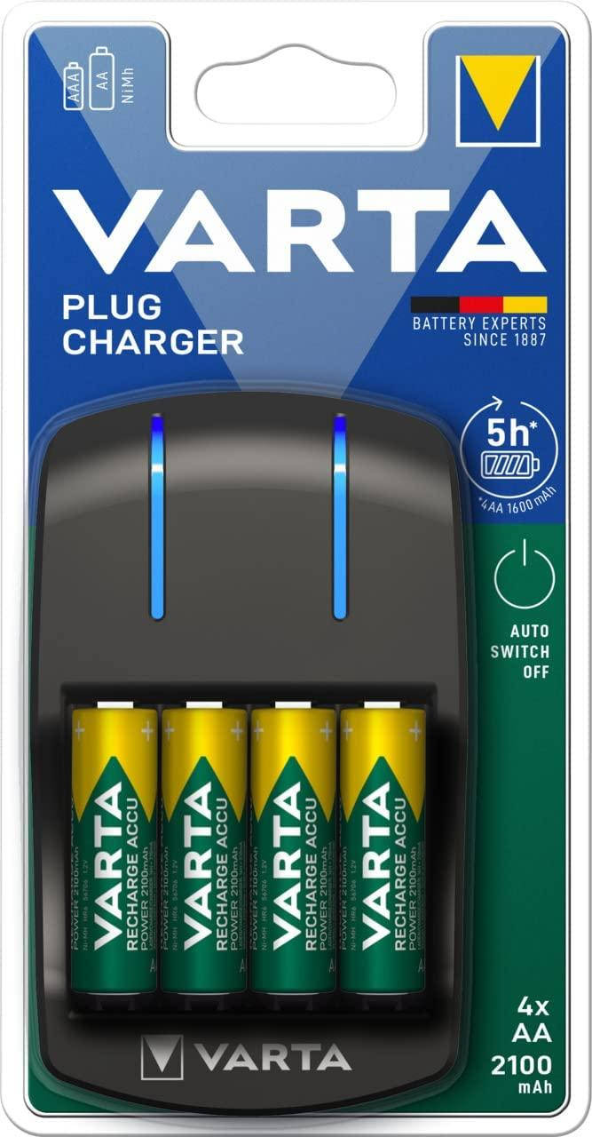 

Зарядное устройство Varta Plug Charger включая 4 перезаряжаемые батареи AA 2100 мАч (57647101451)