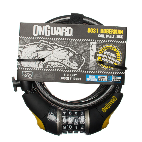

Велозамок кодовый Onguard 8031 ​​DOBERMAN 185см х 12мм Черный
