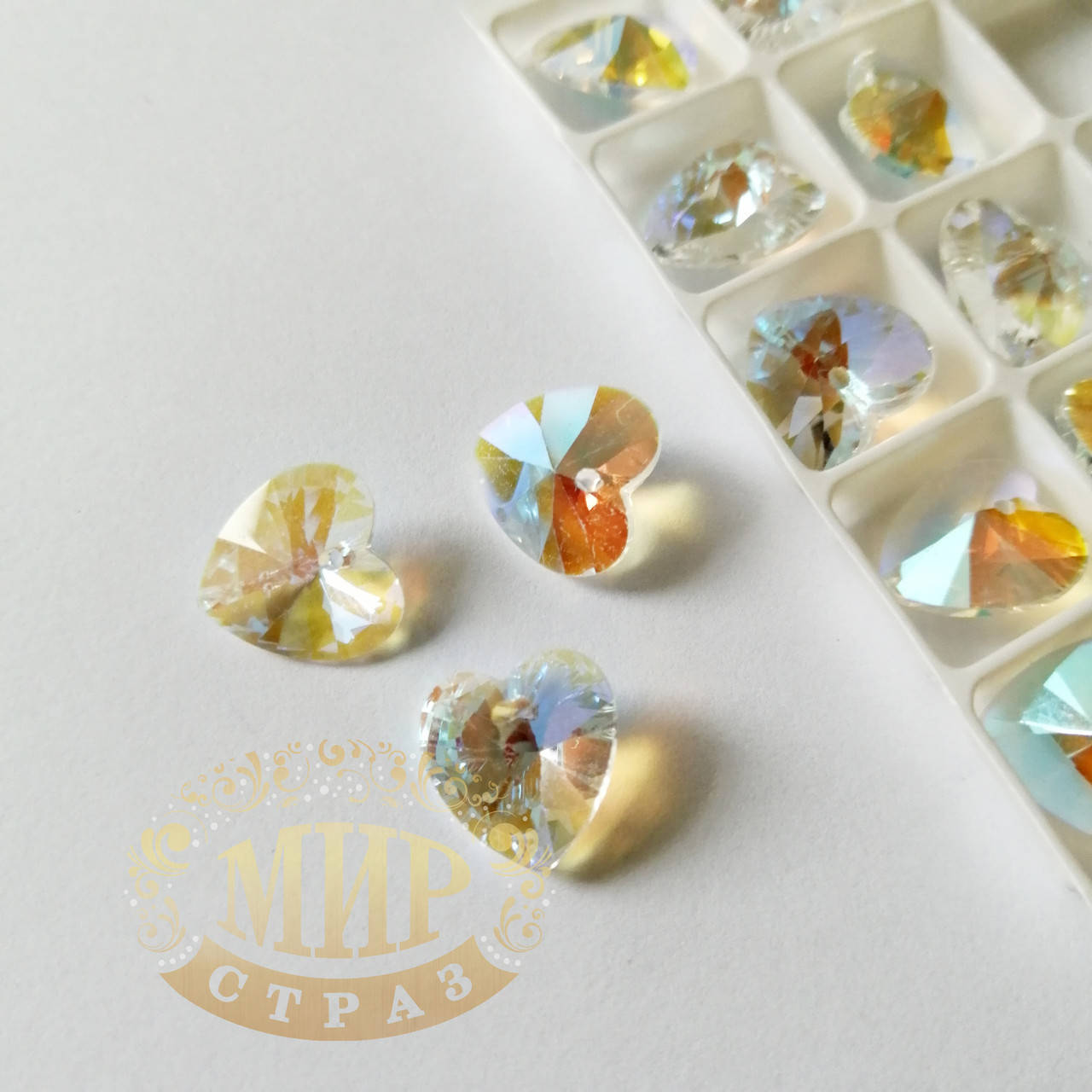 

Стеклянная подвеска Сердце, 12 мм, Crystal Shimmer, 1шт