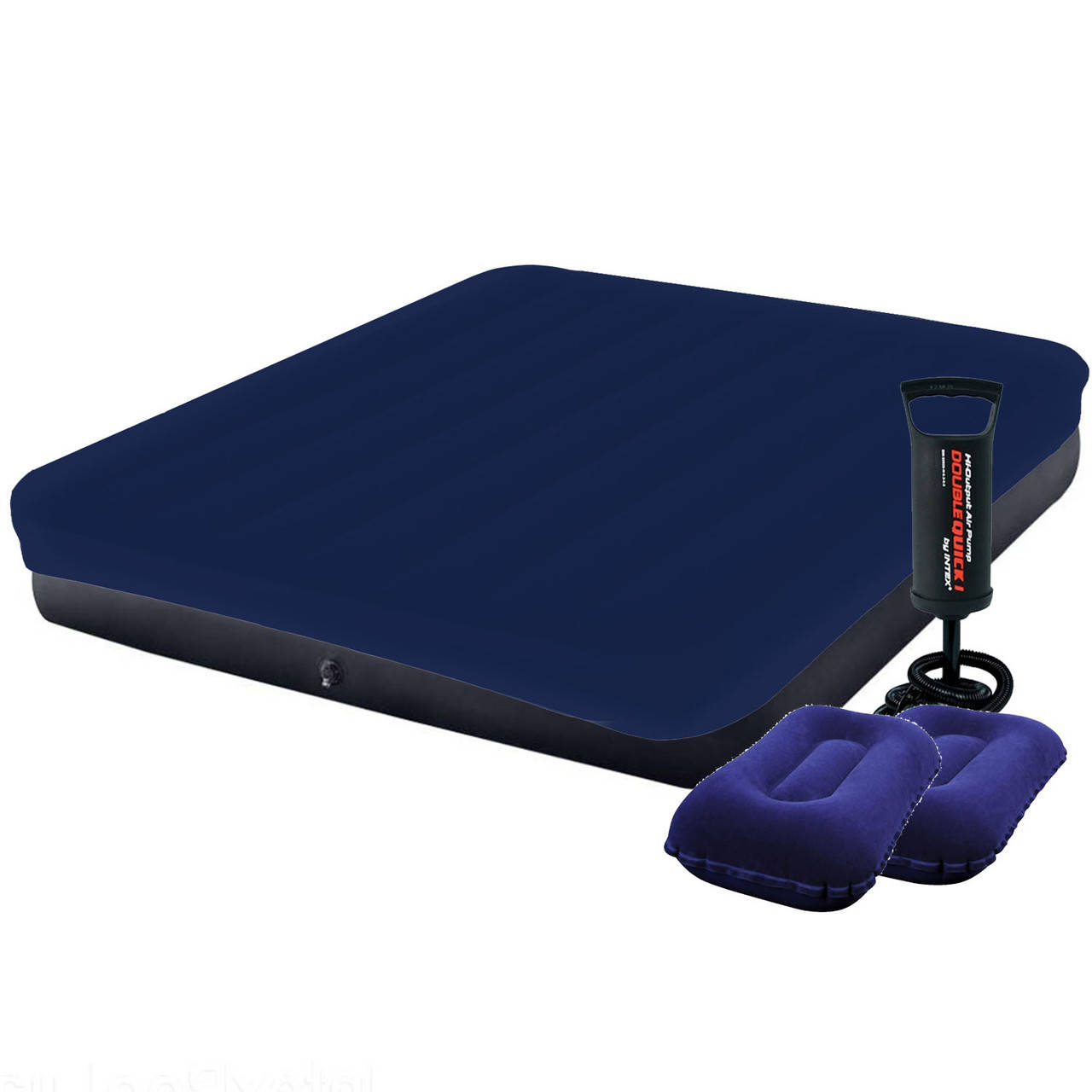

Надувной матрас Intex 64755-3, 183 х 203 х 25 + наматрасником-чехом, двумя подушками и ручным насосом., Синий