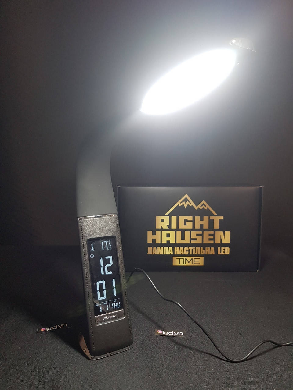 

Современная настольная led лампа с часами черная 6W, Черный