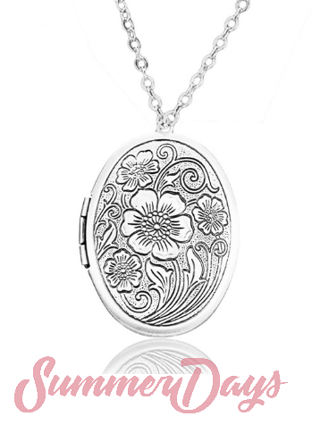 

Кулон с фотографией внутри цветочный серебристый