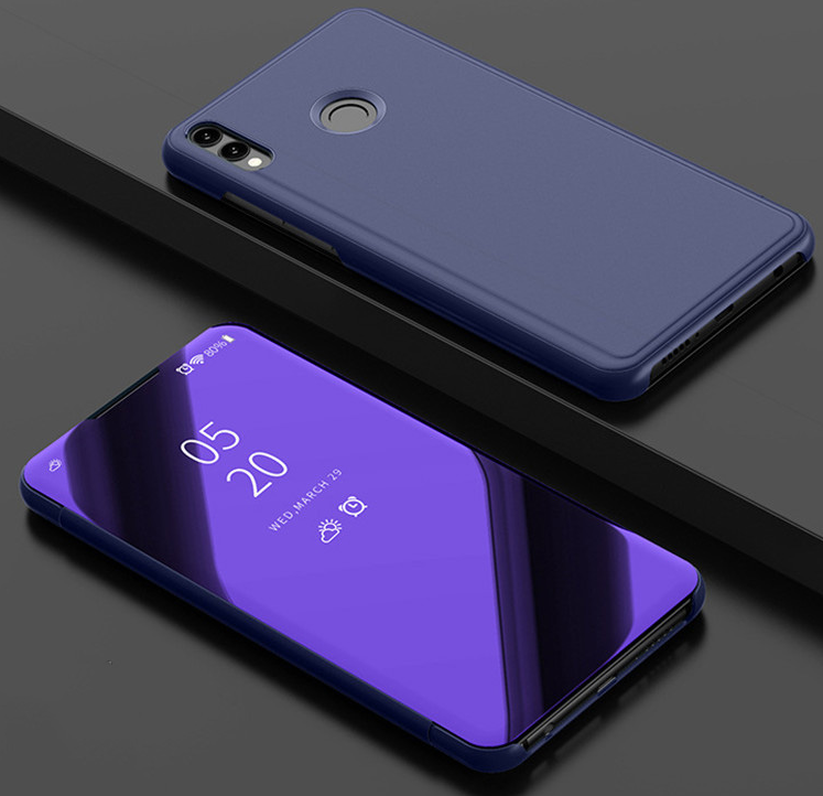 

Зеркальный умный Smart чехол-книжка для Huawei Honor 8X / Стекла / Синий