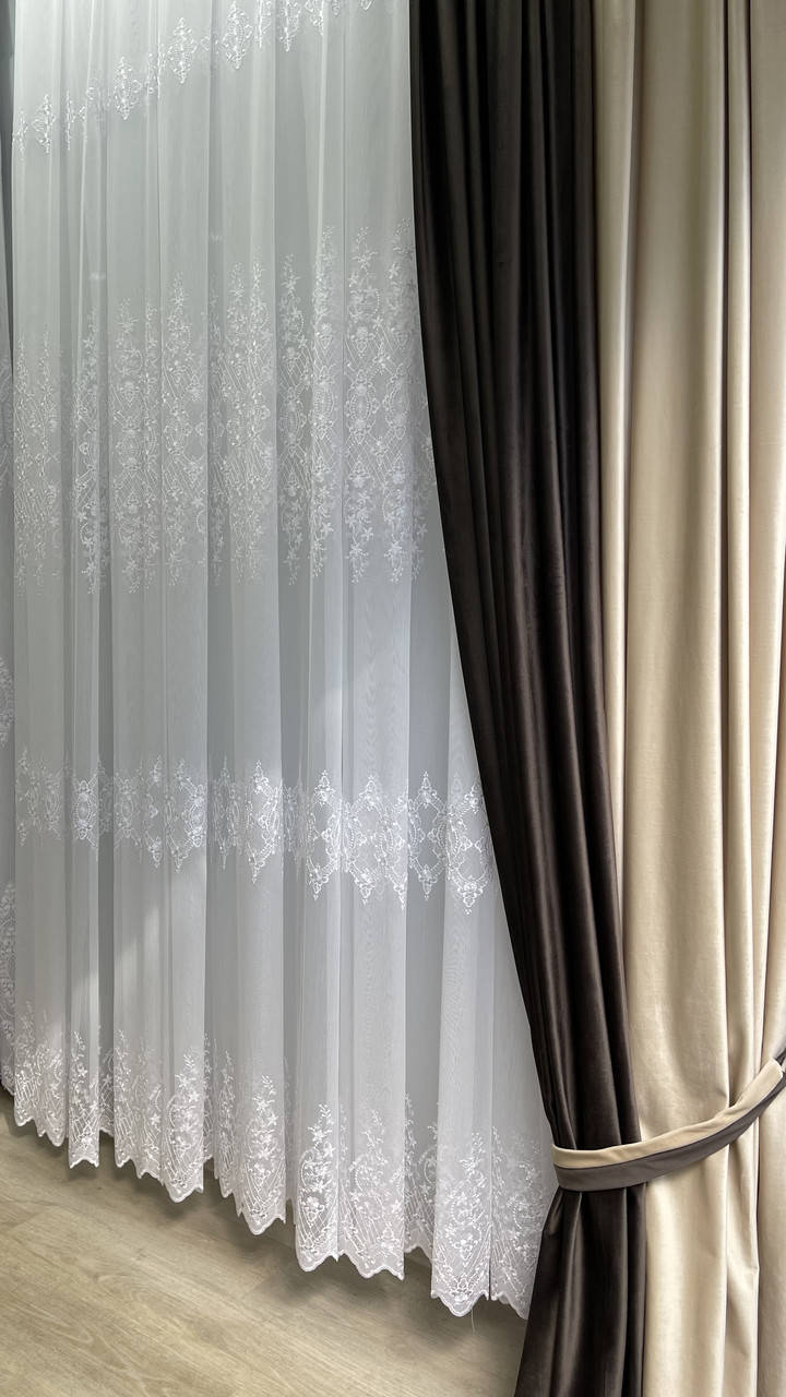 

Тюль оносва бамбук белая изысканная