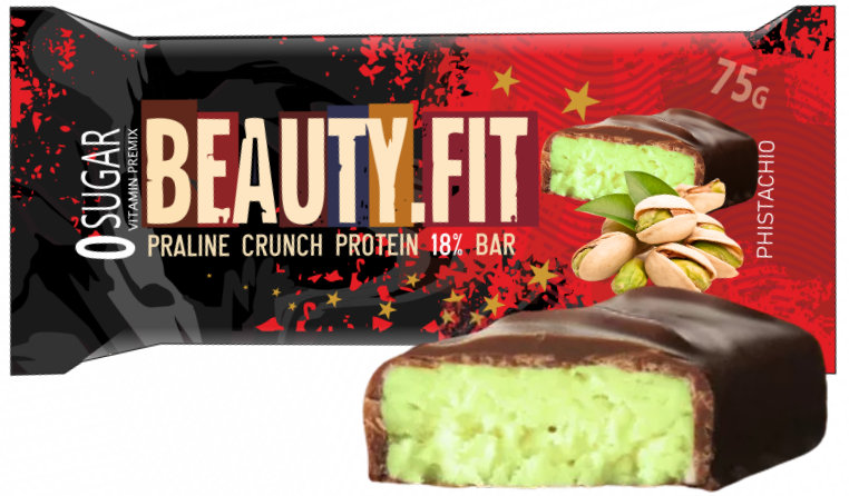

Натуральный низкоуглеводный батончик Beauty.Fit пралине кранч "Фисташка" (75 грамм)