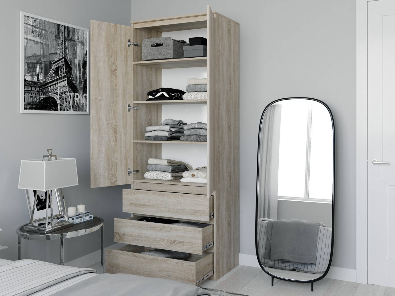 

Шкаф с полками для одежды Moreli T-210 2100x800x500 Дуб сонома