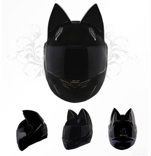 

Мото Кото Шлем Интеграл с Ушками neko NITRINOS, Черный