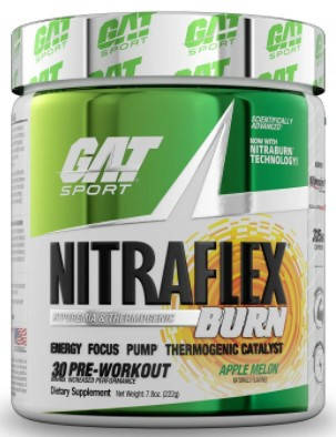 

Предтренировочный энергетик + жиросжигатель GAT Nitraflex Burn 222 г Яблоко-дыня