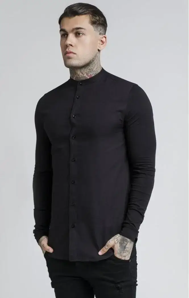 

Мужская Черная Приталенная Рубашка Asos Slim Fit Нарядная Рубашки Черные Мужские, Черный