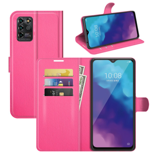 

Кожаный чехол книжка Lichee для ZTE Blade V30 Vita (9 цветов) малиновый