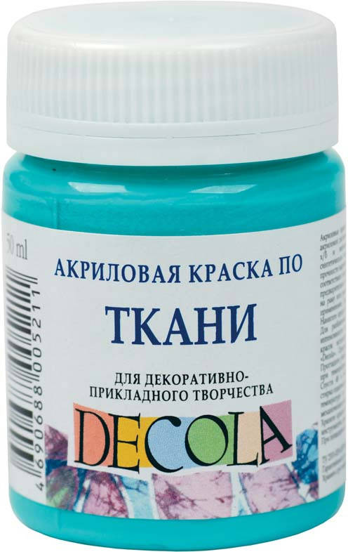 

Краска акрил. по ткани ДЕКОЛА, бирюзовая, 50мл ЗХК, Бирюзовый