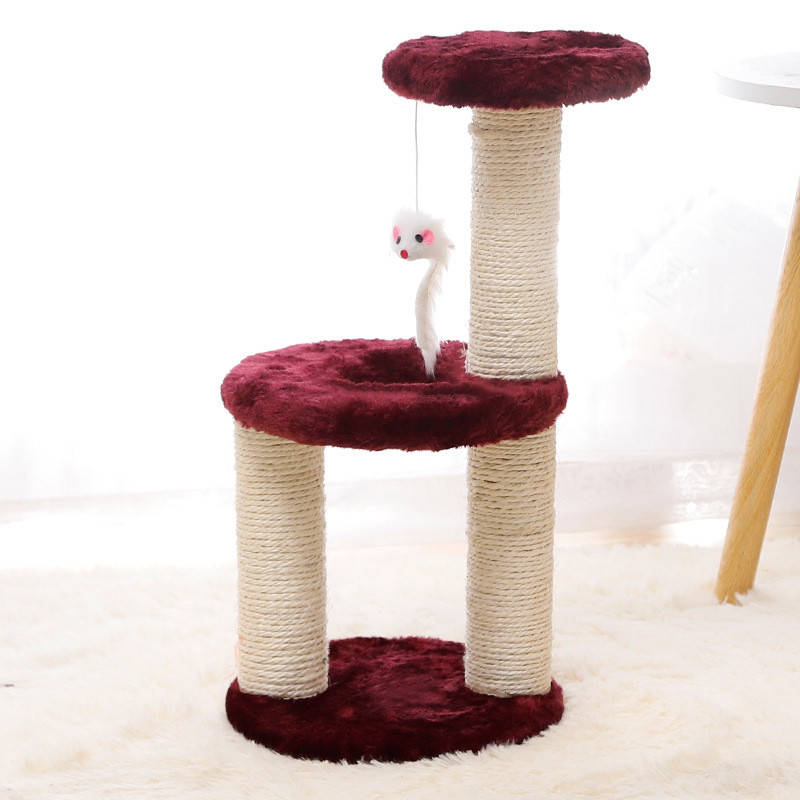 

Когтеточка для кота с полками и игрушкой Taotaopets 0072203 Burgundy дряпка
