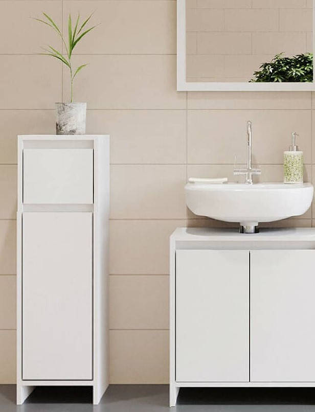 

Пенал с полками для ванной комнаты. тумба в ванную без ручек I-117