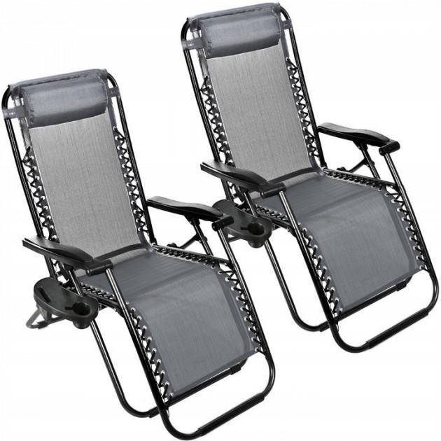 

Лежак-Шезлонг Набор 2 шт. ZANO ZERO GRAVITY GREY до 120 кг.!