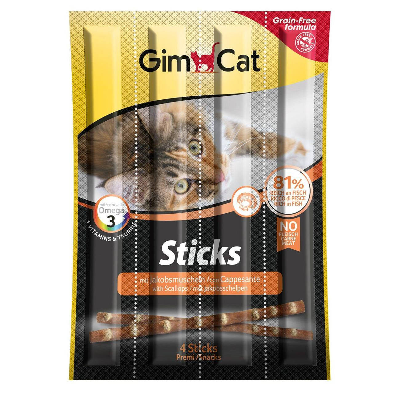

GimCat жевательные палочки для кошек с лососем и гребешками (5шт)