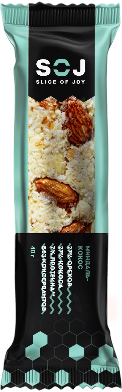 

Ореховый батончик SOJ Миндаль-Кокос (40 грамм)