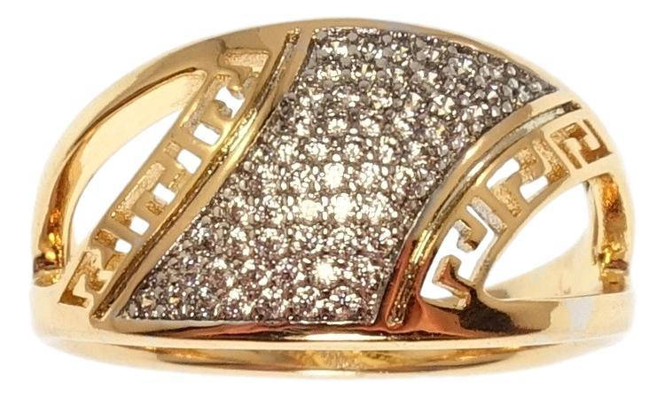 

Кольцо Xuping Позолота 18K+Родий "Инкрустация цирконий полоски резной греческий орнамент" 17,18,18.5