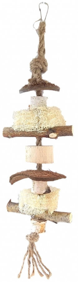 

Игрушка для попугаев с кокосом и люфой 32 см