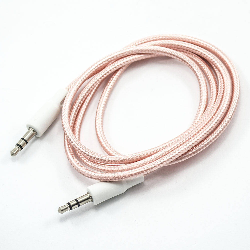 

Aux кабель 1М с тканевой оплеткой розовый