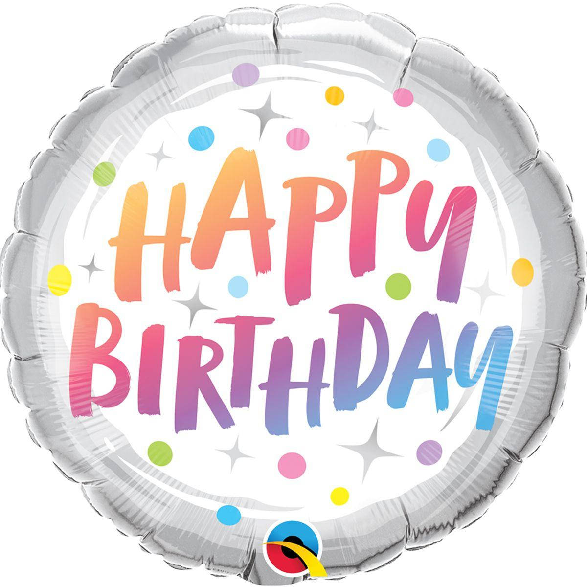 

Фольгированный шарик Qualatex 18" Круг Happy Birthday Радужные точки, Разные цвета