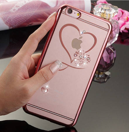 

Силиконовый чехол сердце со стразами для Iphone 6/6s, Разные цвета