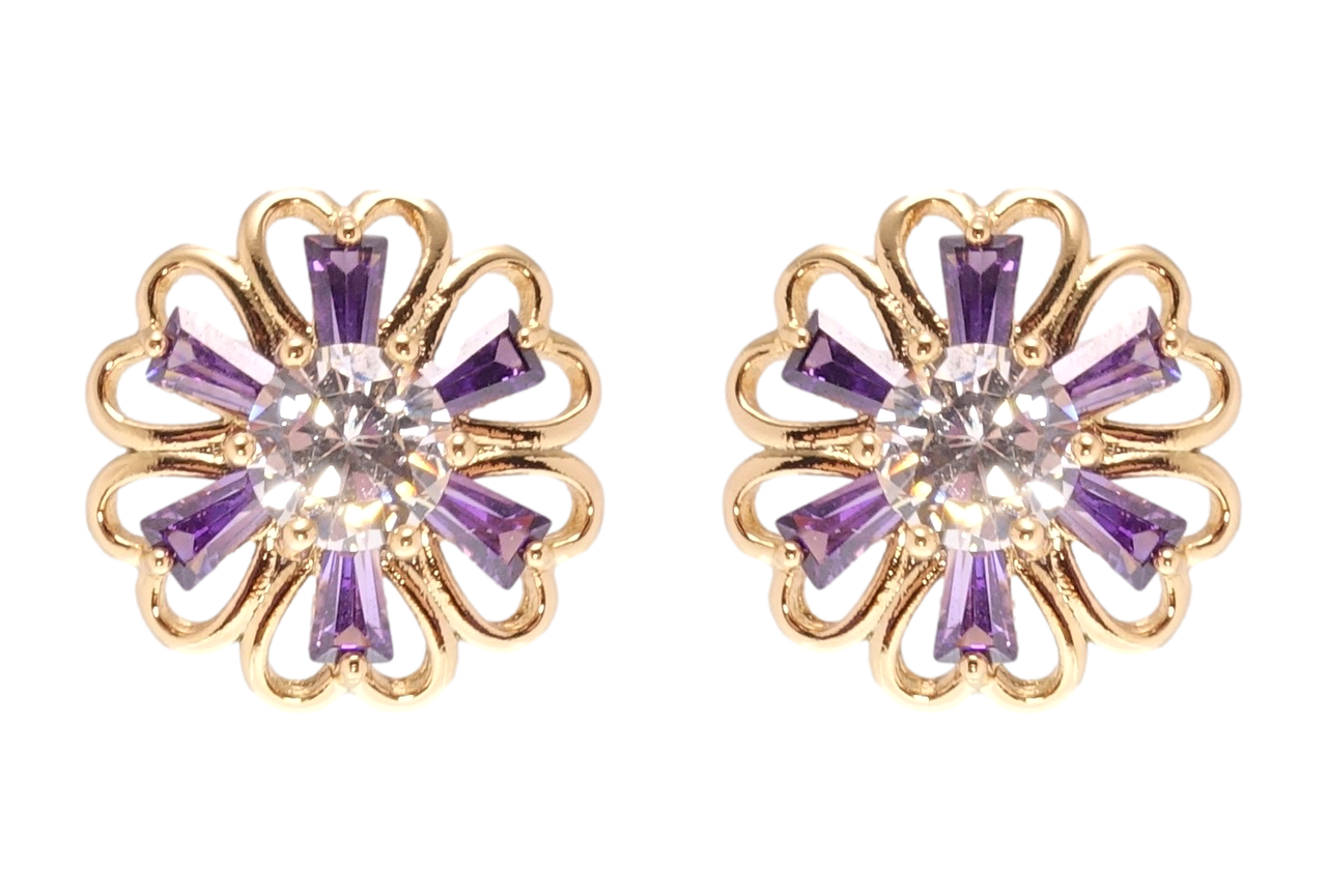 

Серьги Xuping Позолота 18K гвоздики (пусеты) "Цветочки с сиреневым цирконием"