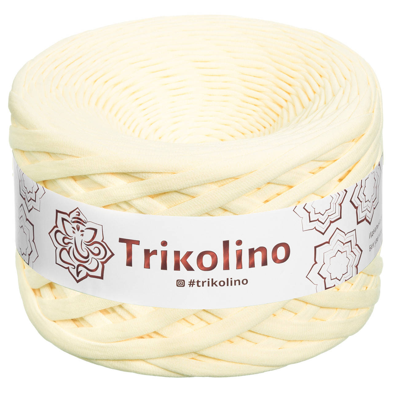 

Трикотажна пряжа Trikolino, ширина нитки 7-9 мм., довжина мотка 100 м., Ванільний пудинг