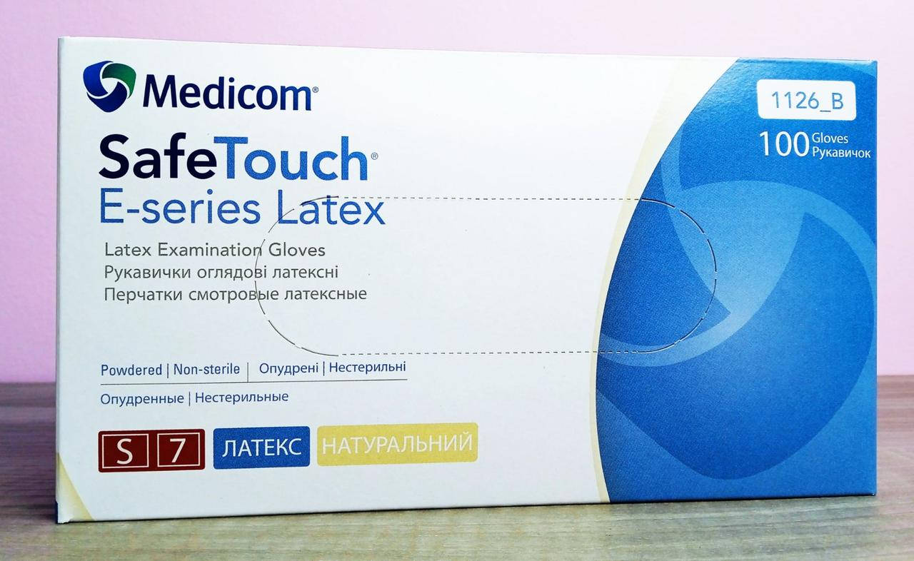 

Перчатки латексные припудренные  (Medicom E-series)100шт, Белый