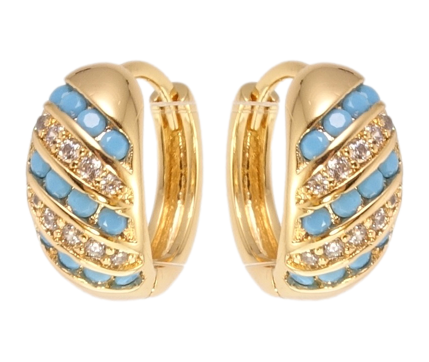

Серьги Xuping Позолота 18K колечки "Инкрустация бело-голубым цирконием"