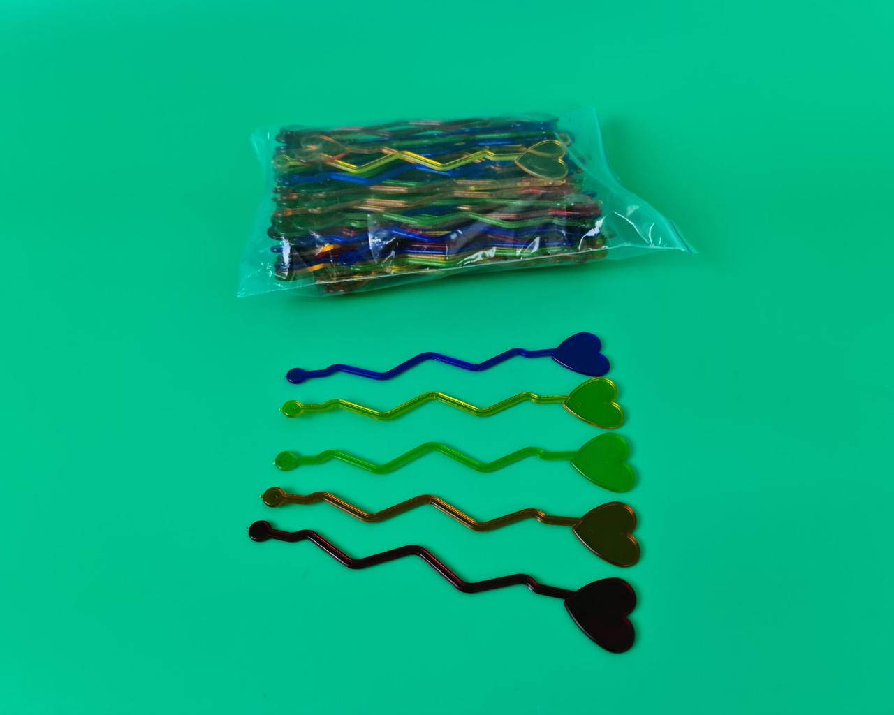 

Мешалка для Напитка Коктейля"Сердце"17см(100шт)(1 пач)Декоративная Пластиковая Разноцветная