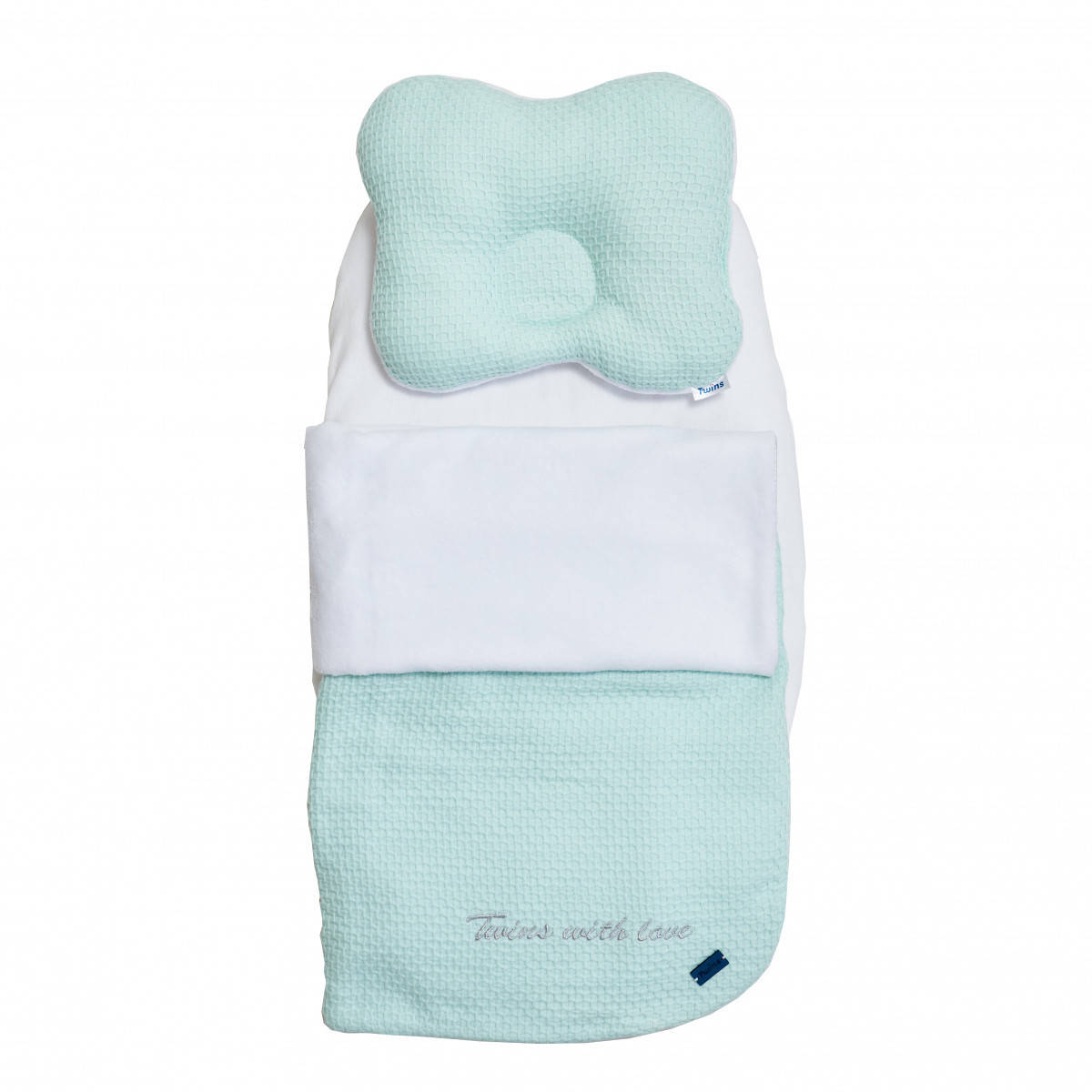 

Набор в коляску Twins Waffle autumn 1499-TWA-14 Мятный плед с ортопедической подушкой + простынь на резинке