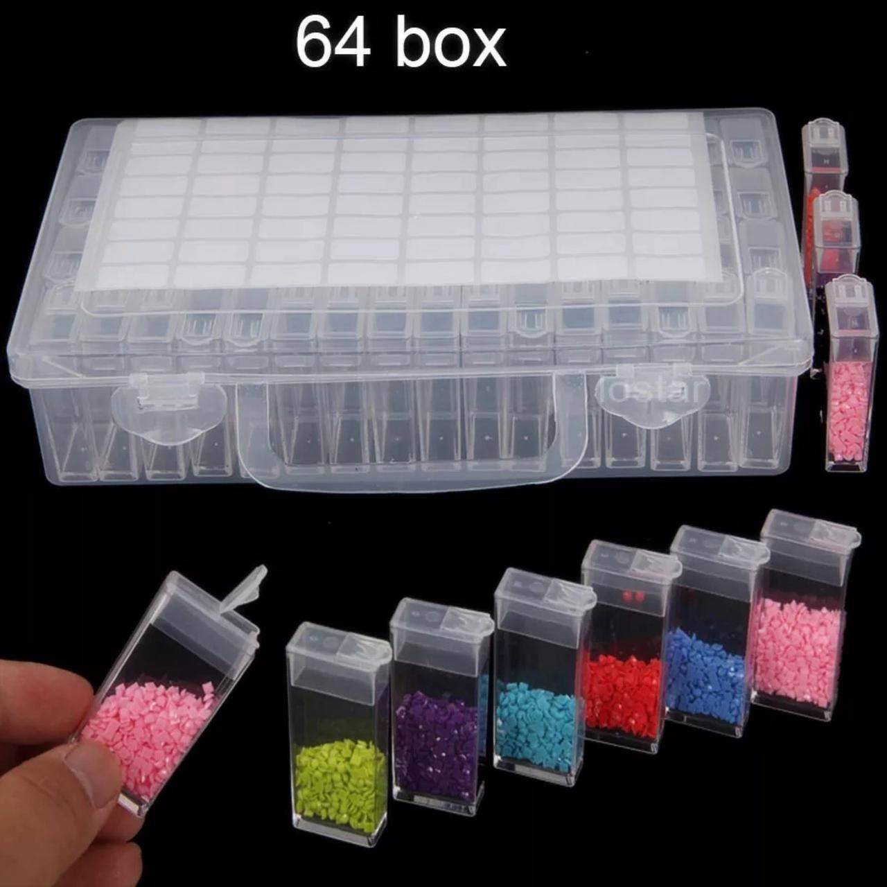 

Органайзер с коробочками (64 шт) для бисера, страз, алмазов, Прозрачный