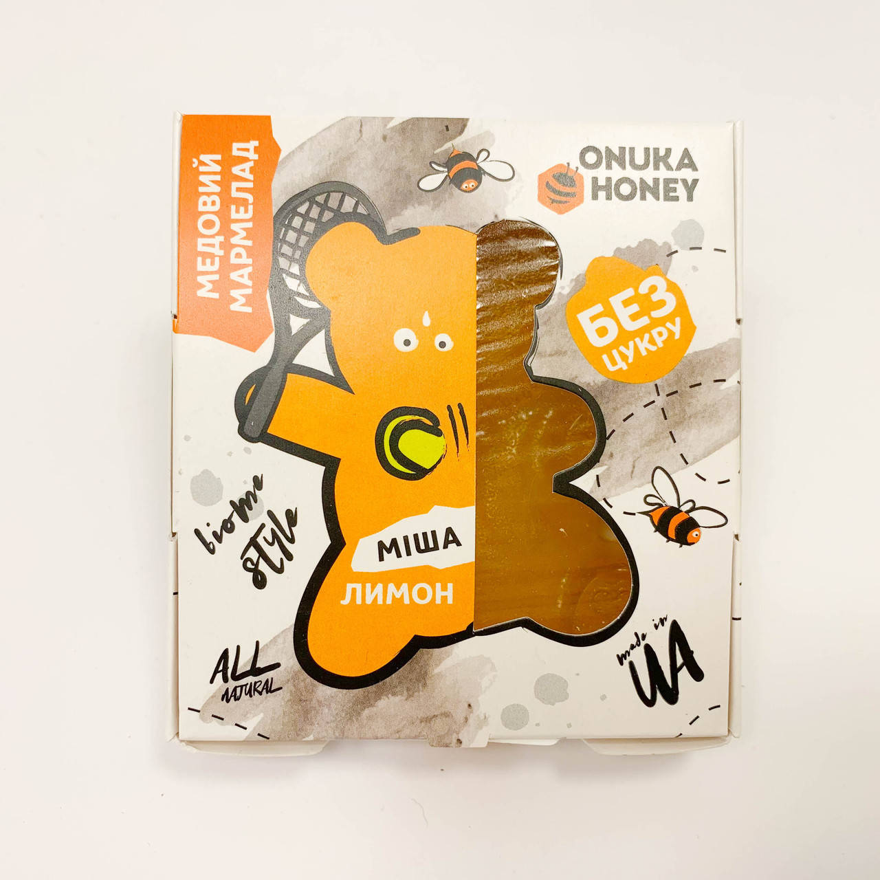 

Натуральний мармеладний ведмедик без цукру "Лимон", 100г Onuka honey