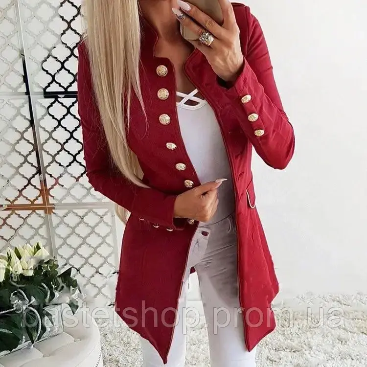 

Удлинённый костюмный пиджак с длинным рукавом, однобортный