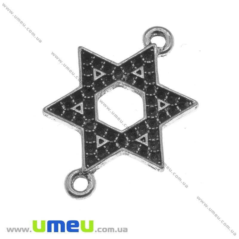 

Коннектор металлический Звезда Давида, 31х20 мм, Античное серебро, 1 шт (KON-013423)