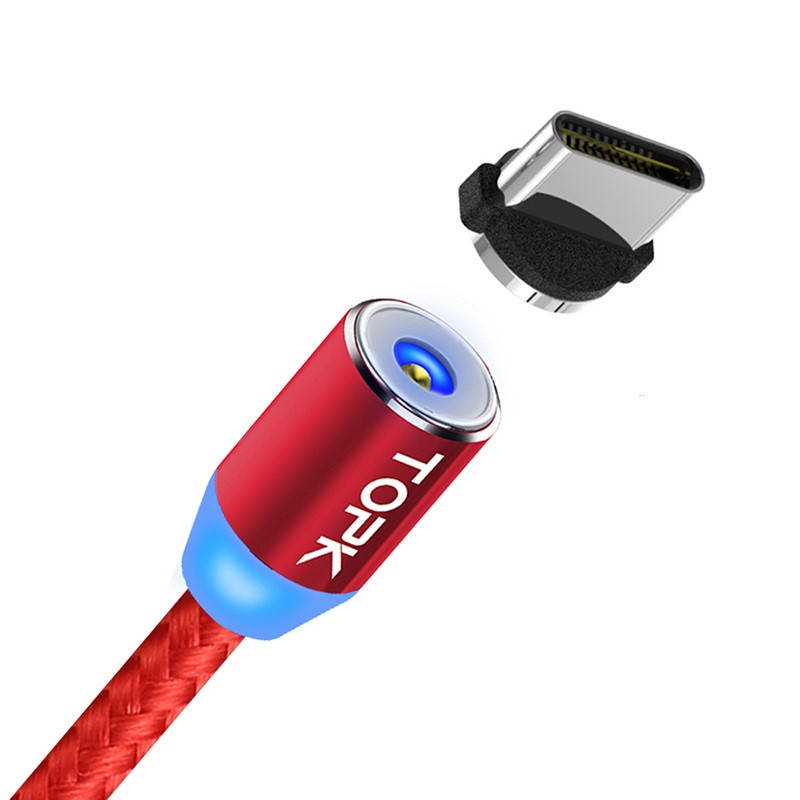 

Магнитный кабель TOPK AM23! 360° USB 2.0 для зарядки с Type C 1м. Красный