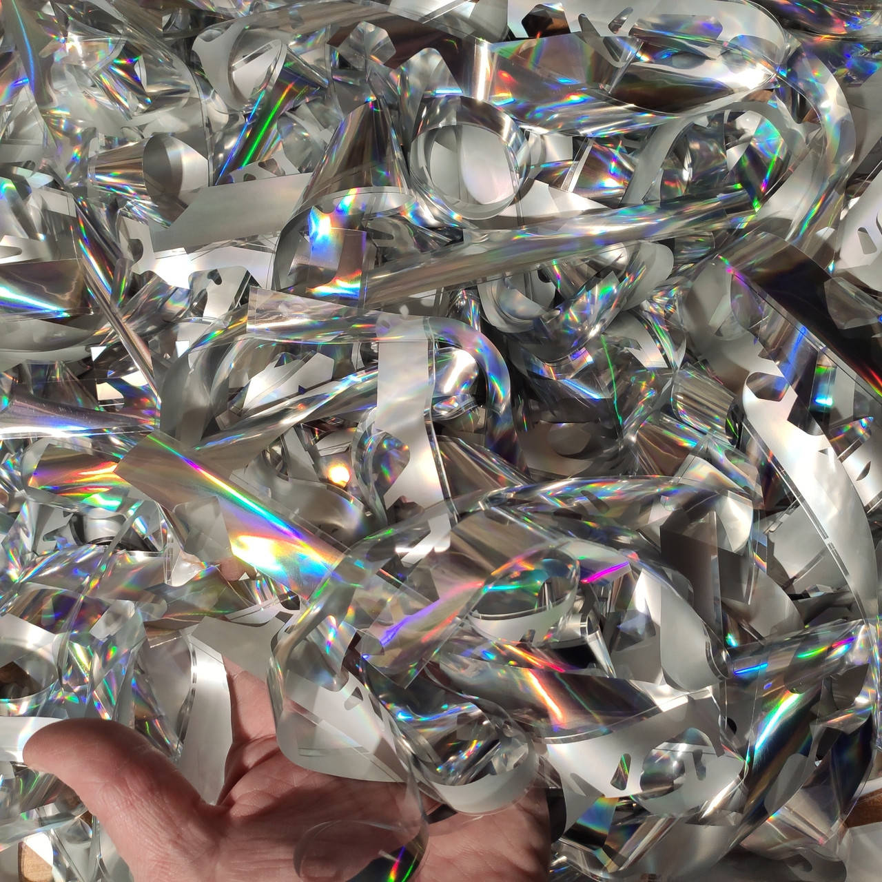 

Бумага (лента) для бумажного шоу серебро с голограммой