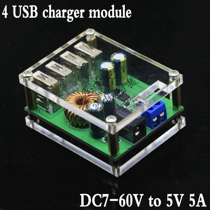 

DC-DC понижающий преобразователь, Зарядка 7-60V /4 x USB 5V 5A