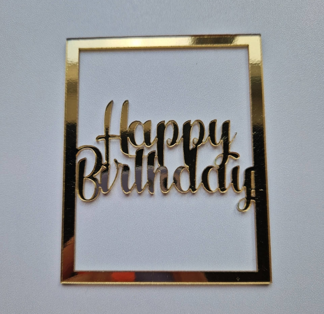 Збільшити Топпер торцевий дзеркальний "Happy Birthday" (↔8 см)