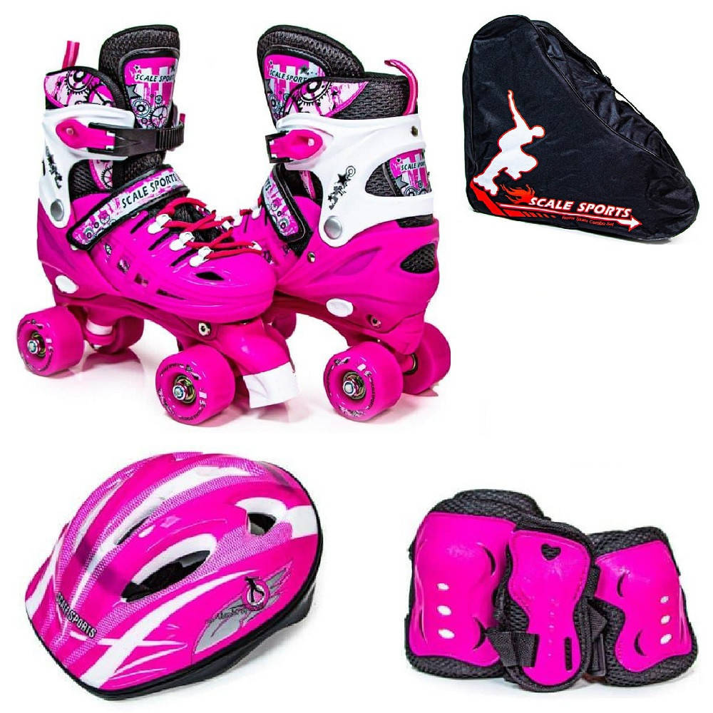 

Ролики-квады+защита+шлем Scale Sport.Pink размеры 34-38, Розовый