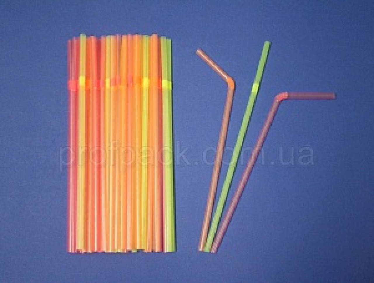 

Трубочка для сока, люминесцентная ассорти с коленом, 210 мм, d=4.8 мм, 200 шт/уп