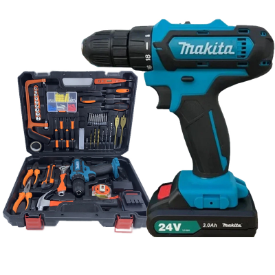 

Шуруповерт ударный аккумуляторный Makita DF457DWE 24W + набор инструментов 53 в 1