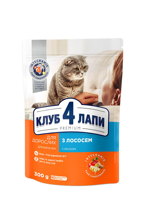 

Корм Клуб 4 лапы для котов с лососем 300 г