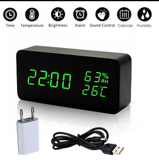 

Электронные Настольные Часы VST-862 S черные, зеленая подсветка