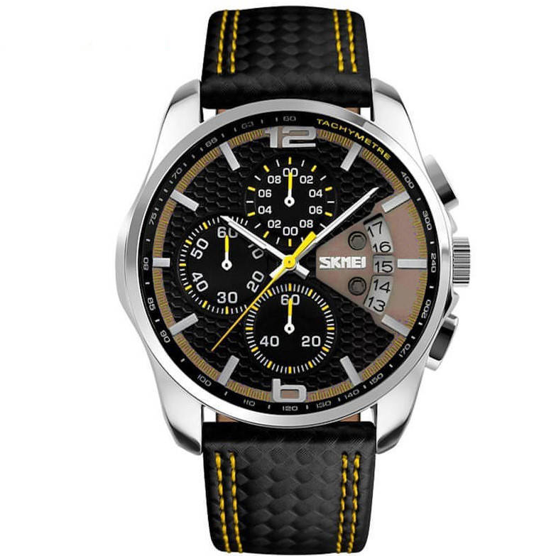 

Skmei 9106 spider черные с желтым мужские классические часы