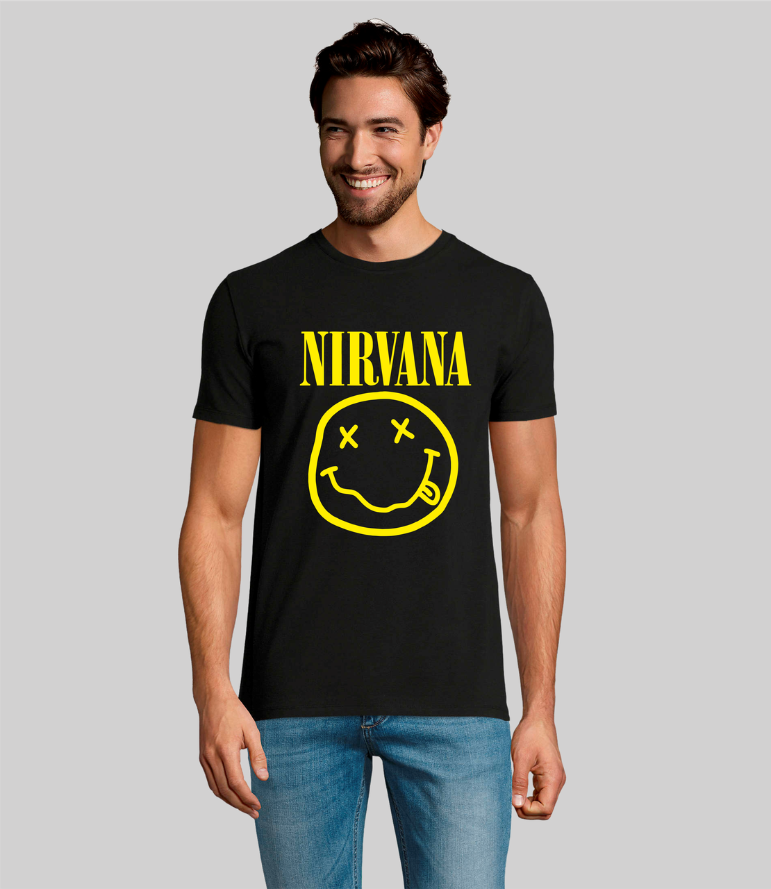 

Мужская футболка. Качественная мужская футболка с принтом. Nirvana. Нирвана черный, M