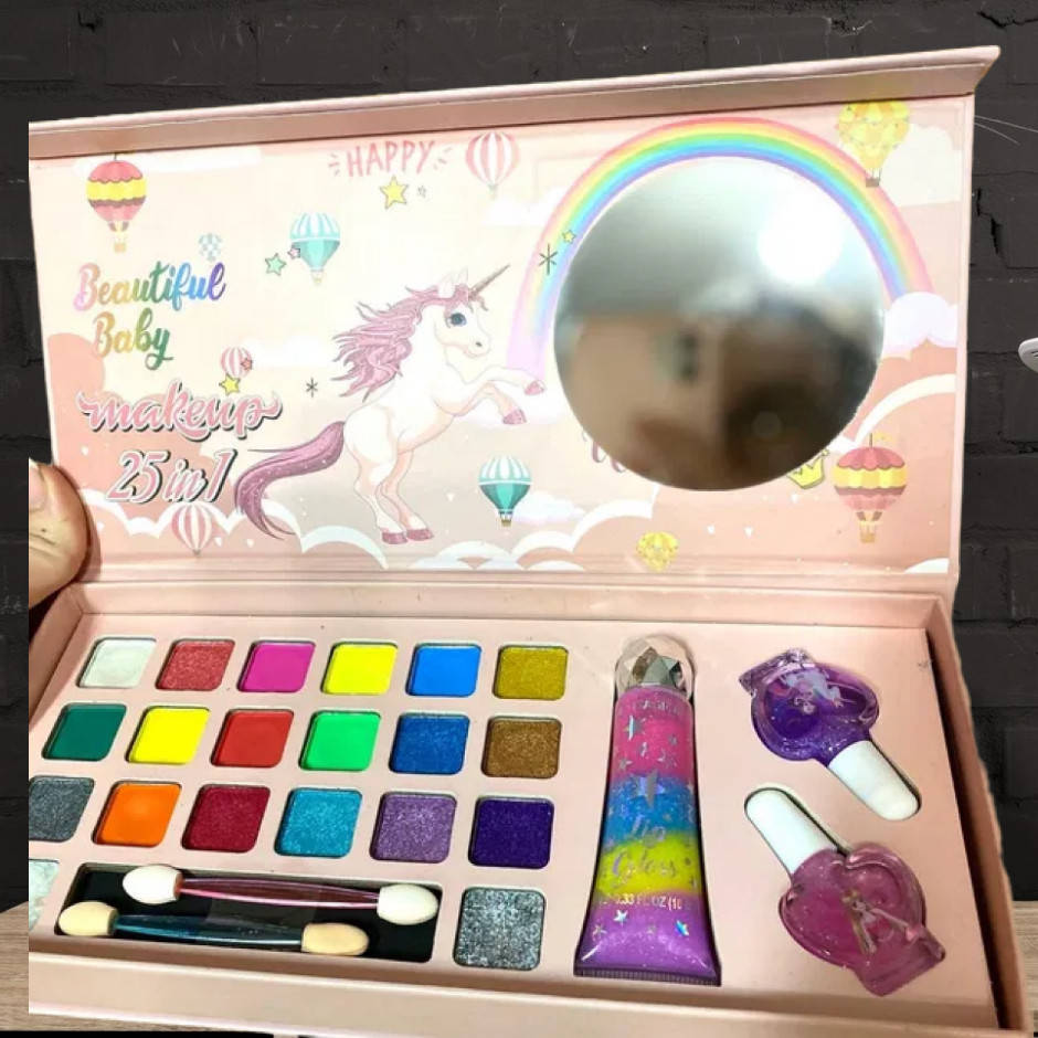 

Палетка 25 в 1 Набор детской декоративной косметики LK28521 тени, блеск для губ , лаки